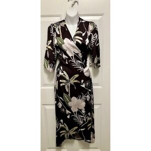 Lobo Rosa Women's Anthropologie‎ Black Floral Wrap Dress Size Small